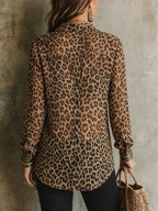 Women's Sheer Leopard Print Button-Down Shirt