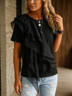 Casual & Comfortable Ruffled Cotton T-shirt