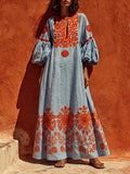 📦📦Bohemian Print Lantern-sleeve Maxi Dress