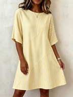 Artistic Striped Comfortable Cotton-linen Dress