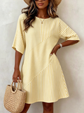 Artistic Striped Comfortable Cotton-linen Dress