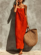 Women's Solid Color Art Casual Chic Loose Long Dress