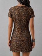 Sleek, Form-fitting Leopard-print Mini Dress