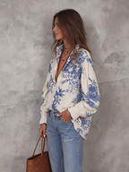 Boho Vintage Floral Print Cotton-linen Shirt