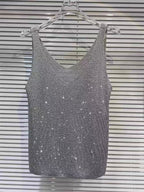 Stylish, Sparkling Rhinestone Knit Vest