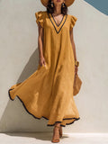 Vintage Art Comfortable Fabrics Cotton Linen Dress