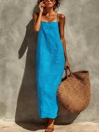 Women's Solid Color Art Casual Chic Loose Long Dress