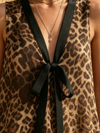 Women's Leopard Sheer Tie-Front Dress