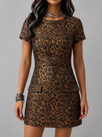 Sleek, Form-fitting Leopard-print Mini Dress