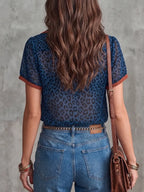 Vibrant Sheer Leopard Resort Blouse