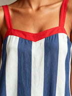 Women's Striped Contrast-Trim Spaghetti Strap Maxi Dress