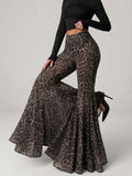 Stylish And Sexy Stretchy Leopard-print Flared Pants