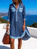 Resort-Ready Two-Tone Denim Tunic Dress