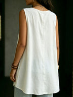 Women's Casual Solid Color Loose Fit V-neck Sleeveless Vest Top