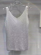 Stylish, Sparkling Rhinestone Knit Vest