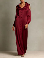 Refined Satin Portrait-Collar Maxi Dress
