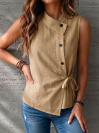 Casual Sleeveless Linen And Cotton Top