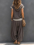 Loose-fit Casual Cotton Hoodie And Pants Two-piece Set