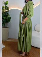 Cozy, Loose-fitting, And Stretchy Knit Top And Skirt Two-piece Set