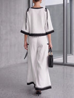 Minimalist Monochromatic Crinkle-Texture Two-Piece Set