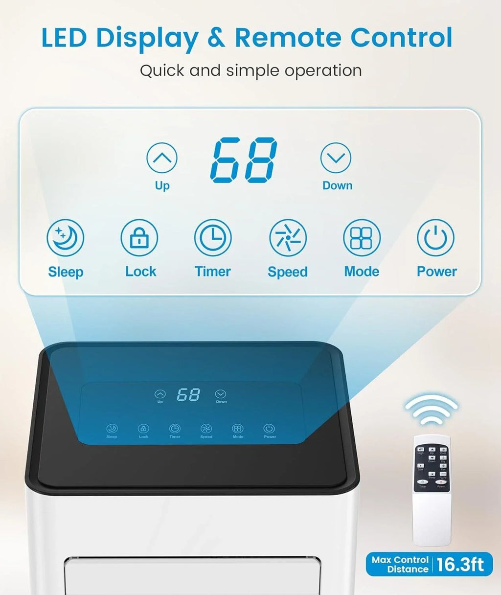 🤲 Factory direct sales 🔥8000 BTU Portable Air Conditioner, with Fan & Dehumidifier Mode, White （🎁Special Sale—Free Shipping)