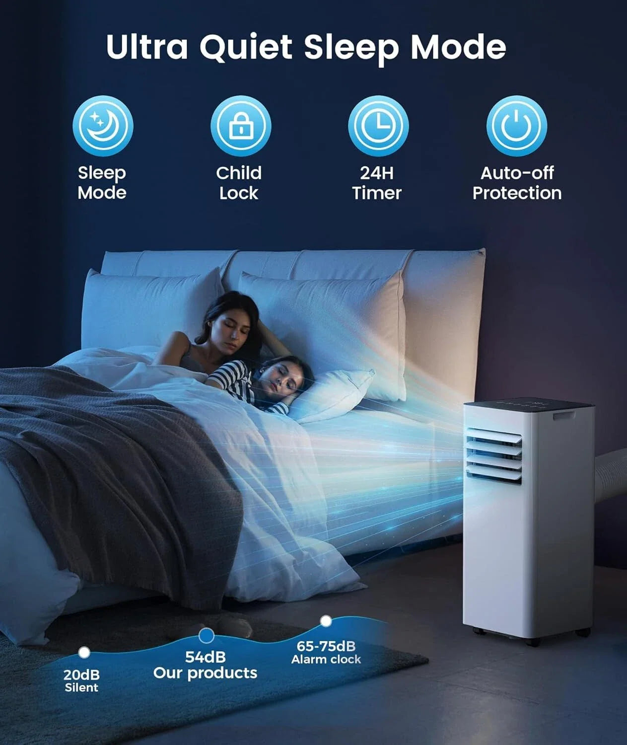 🤲 Factory direct sales 🔥8000 BTU Portable Air Conditioner, with Fan & Dehumidifier Mode, White （🎁Special Sale—Free Shipping)