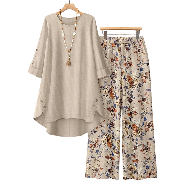 💝💝New Arrivals-Women's Cotton Linen Half Sleeve Top ＆ Pants Set