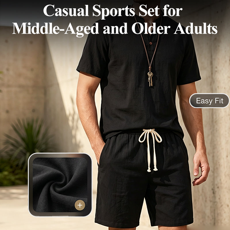 💝💝Men's Breathable Summer Lounge Set‑Soft Short‑Sleeve Top & Shorts Outfit for Daily Relaxation