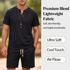 💝💝Men's Breathable Summer Lounge Set‑Soft Short‑Sleeve Top & Shorts Outfit for Daily Relaxation