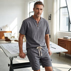 💝💝Men's Breathable Summer Lounge Set‑Soft Short‑Sleeve Top & Shorts Outfit for Daily Relaxation