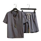 💝💝Men's Breathable Summer Lounge Set‑Soft Short‑Sleeve Top & Shorts Outfit for Daily Relaxation